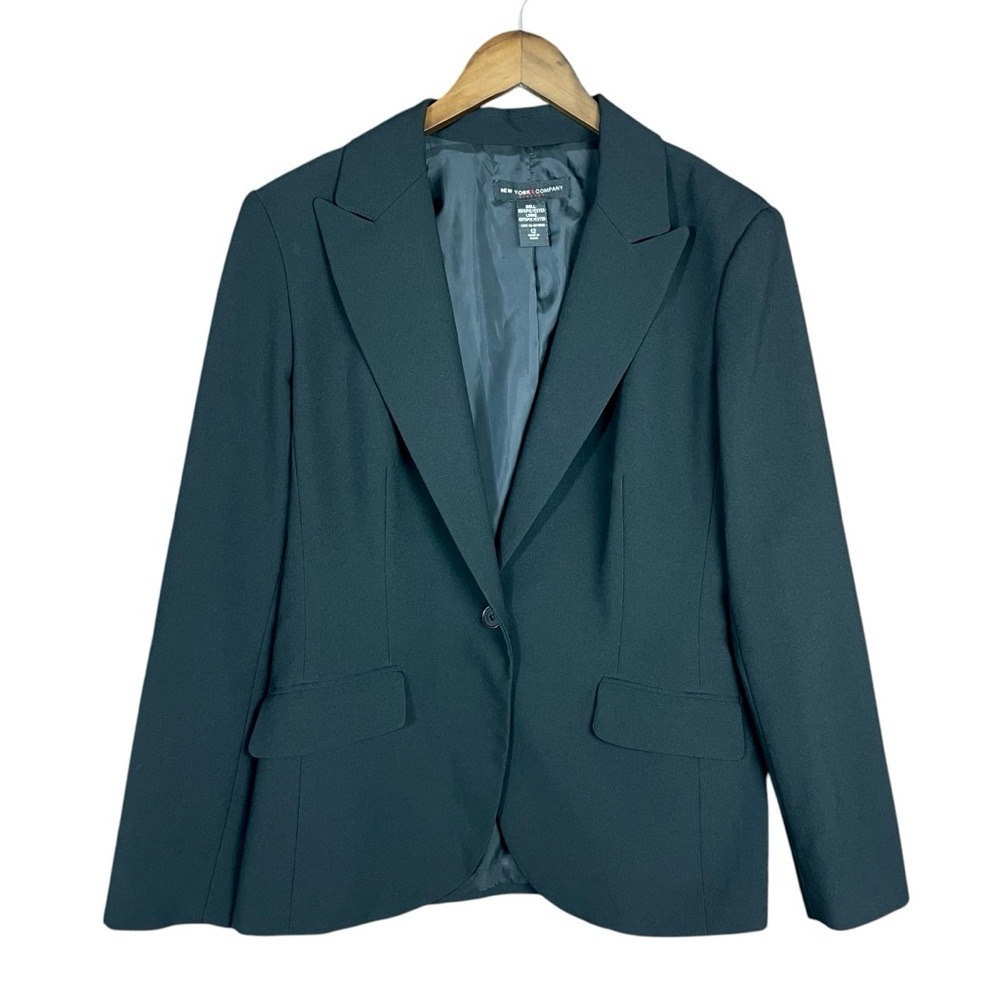 New York & Company | Stretch Collection Black Blazer Suit Jacket Deep‎ Neckline - Picture 5 of 8